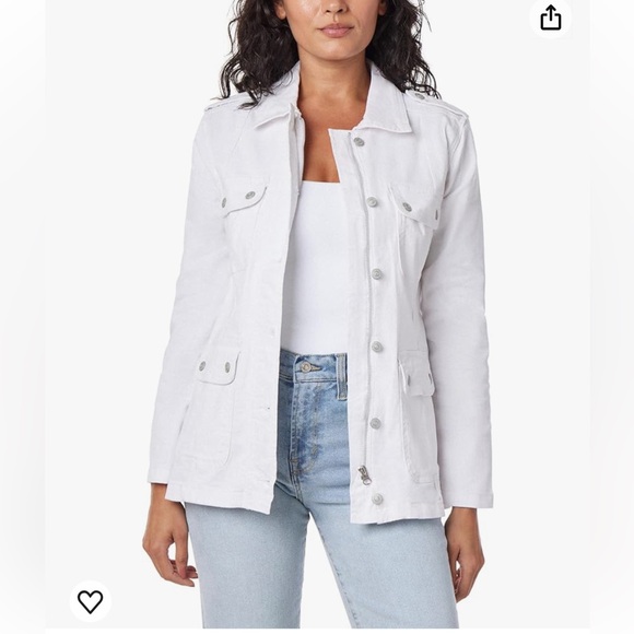 NWT Kensie Lightweight Zip Up White Utility Jacket Medium - Picture 2 of 11
